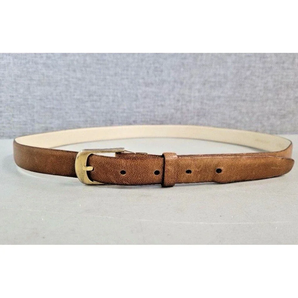 YSL Yves Saint Laurent Vintage Scotch Grain Leather Belt 40/100 Gold Buckle